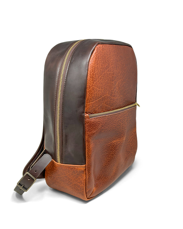 Travel Backpack | Cognac Shrunken Bison Leather