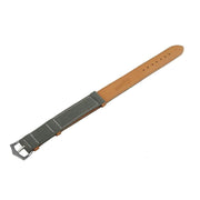 Green Canvas & Brown Leather Military Watch Strap