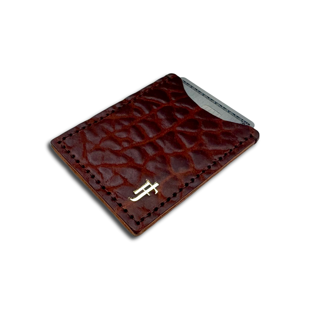 Slim Card Case  | American Shrunken Bison | Cognac