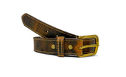 Handmade Leather Belt | Gallun Leathers | Cognac Teton Stag