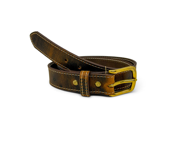 Handmade Leather Belt | Gallun Leathers | Cognac Teton Stag