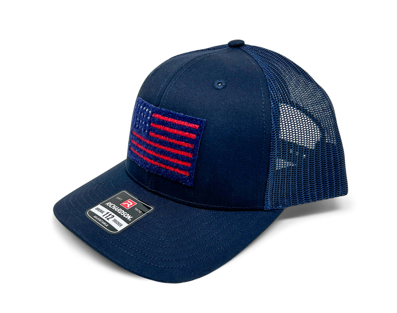 USA Flag Hat | Textured Velcro Patch | Richardson 112 Navy – Jack Foster