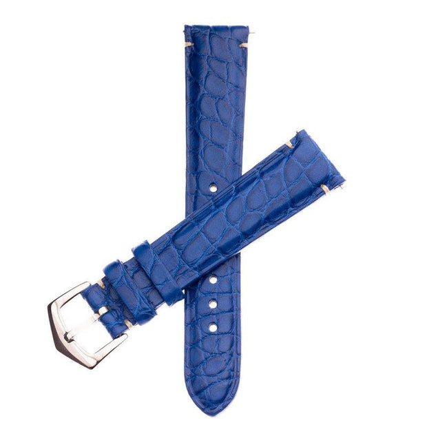 Matt Light Blue Alligator Minimal Stitches Watch Strap