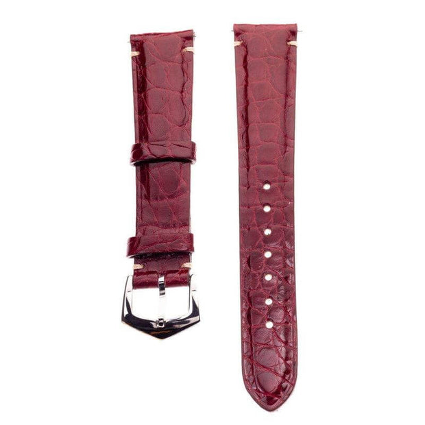 Millenium Burgundy Alligator Minimal Stitches Watch Strap