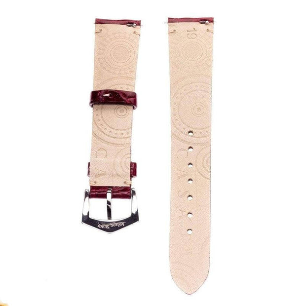 Millenium Burgundy Alligator Minimal Stitches Watch Strap