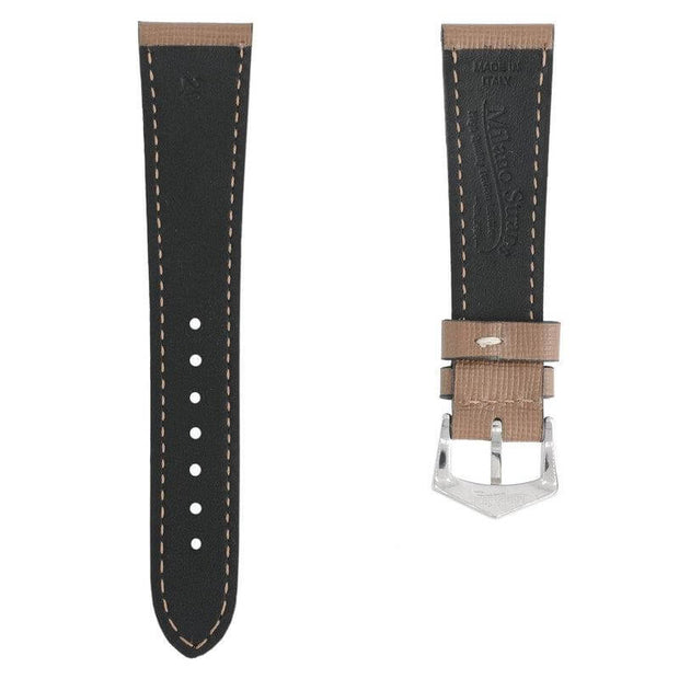 Taupe Saffiano  Leather Watch Strap - Taupe Color