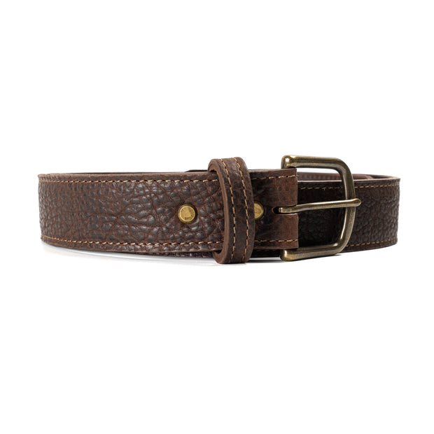 Mahogany Shrunken Bison Leather Belt