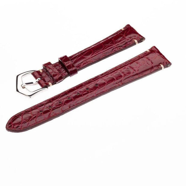 Apple Watch Leather Band ™  Burgundy Alligator Millennium Minimal Stitches Watch Strap