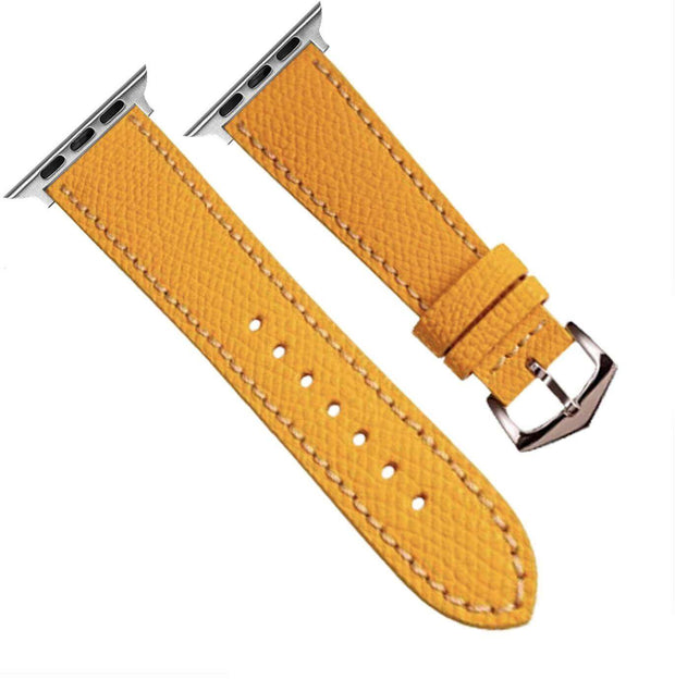 Apple Watch Leather Band ™ Hammered Yellow Ecru Stitches