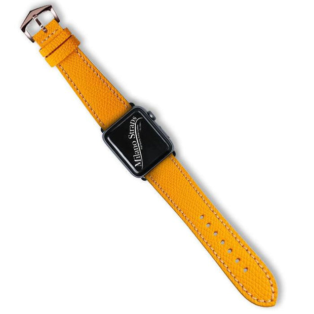 Apple Watch Leather Band ™ Hammered Yellow Ecru Stitches