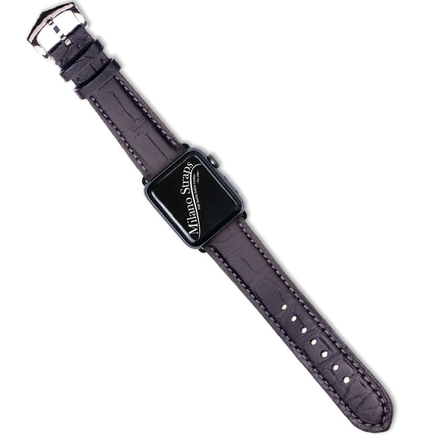 Apple Watch Leather Band ™ Matt Black Alligator Watch Strap