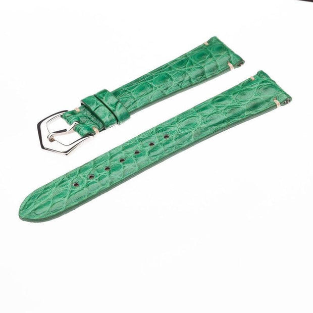 Millennium Green Alligator Minimal Stitches Watch Strap