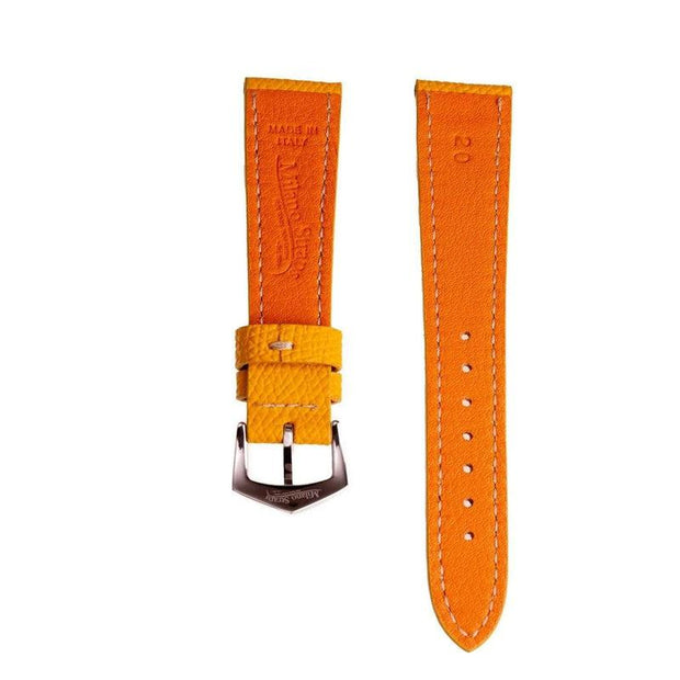 Yellow Hammered Calfskin Ecru Stitches Watch strap